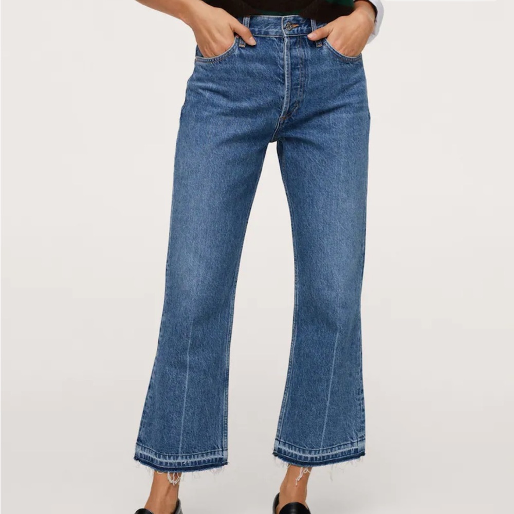 NWT MANGO Denim Mid Rise Blue Flare Jeans, Size 6 / 38